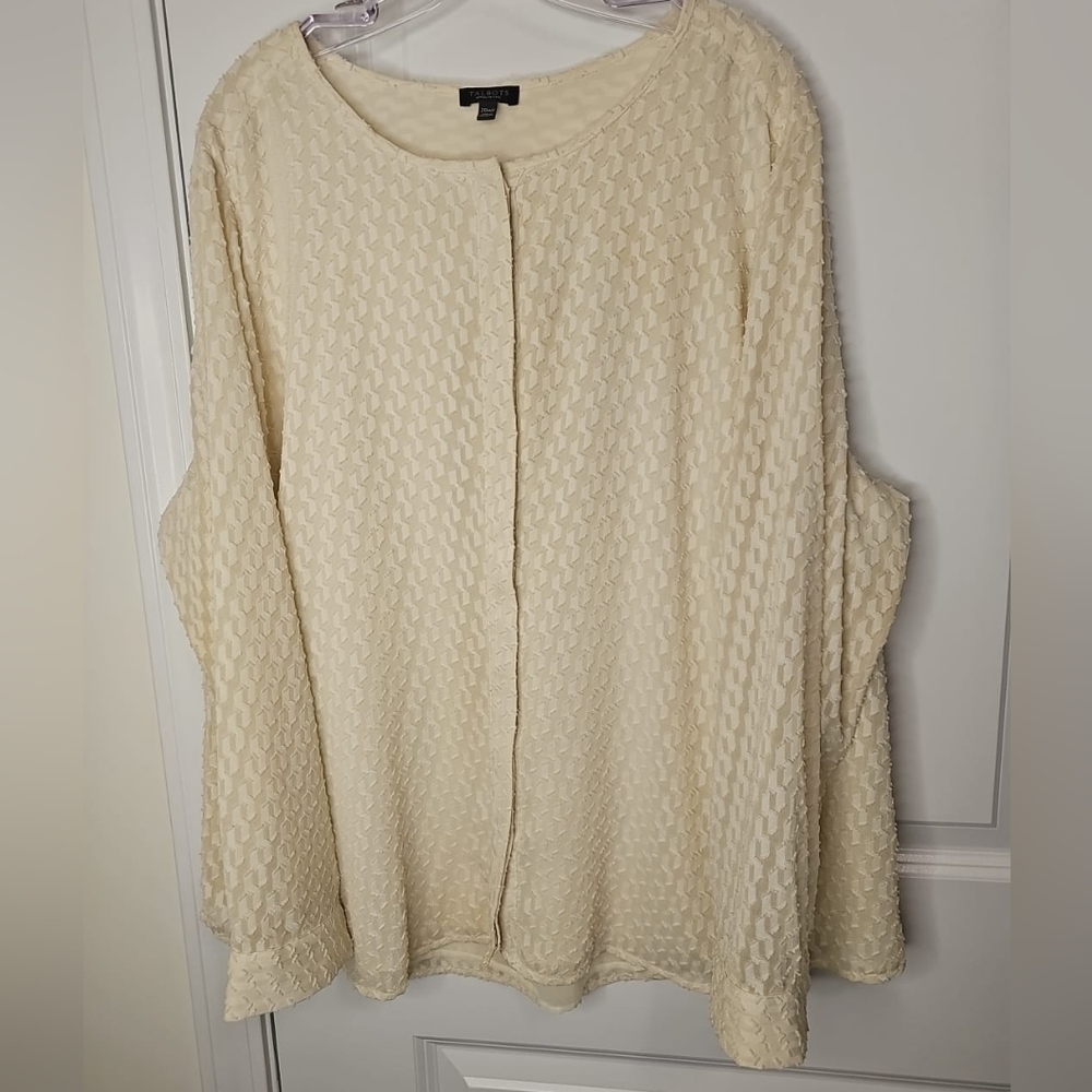 Talbots Women's Cream Textured Blouse Size 20WP